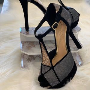 Jessica Simpson Ritta Gunmetal Shimmer Heel